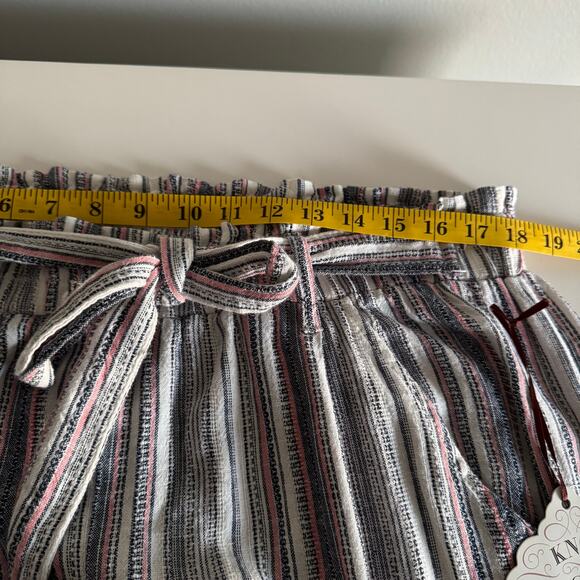 Knox Rose Linen Pants Size XXL Striped Pull-On Wide Leg Boho High Rise Paperbag - Picture 9 of 11